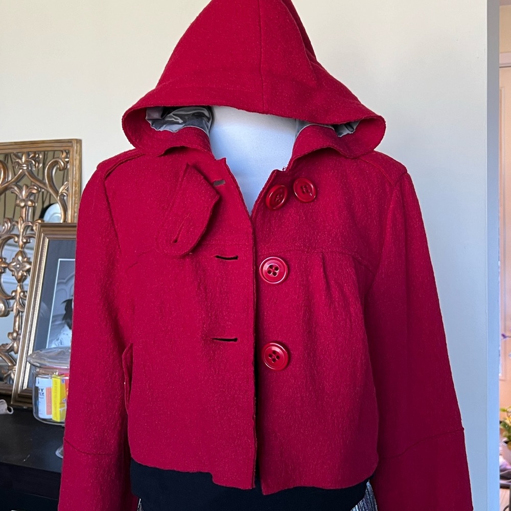 Millard Fillmore cropped red pea coat/jacket. Rare!